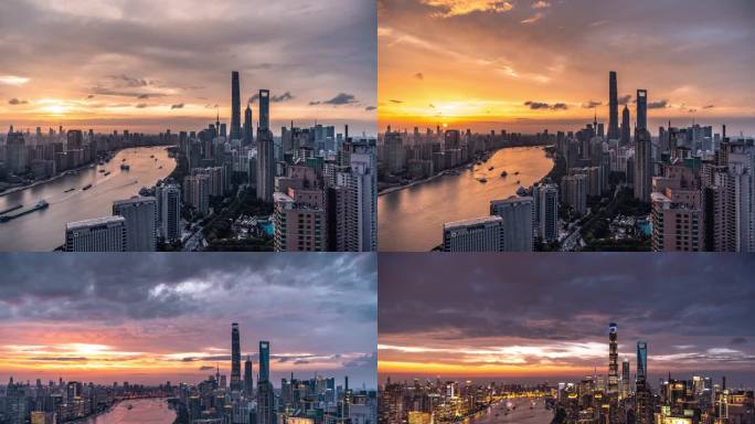 上海陆家嘴日转夜延时