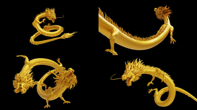 4K金色中国龙01（带通道）