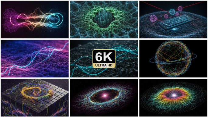 6k宽频量子科技舞台背景科技蓝动态光效
