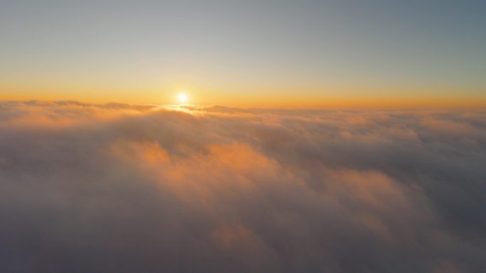 8K-日出云海，飞机穿过云层，万丈霞光