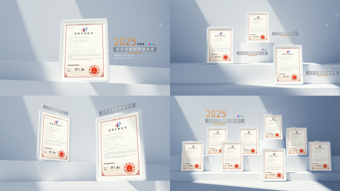 简洁明亮专利证书展示