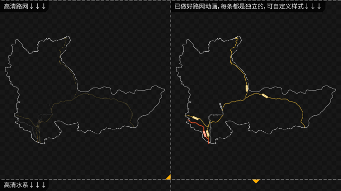 鹤岗市区位交通分析鹤岗地图AE模板