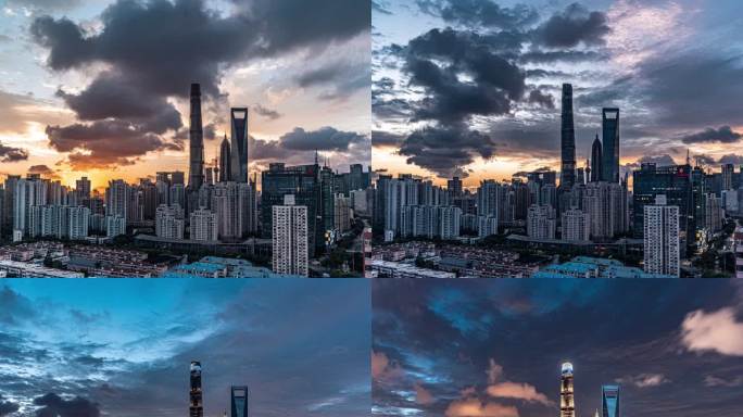 上海陆家嘴日转夜延时