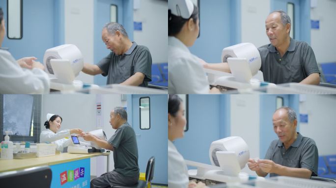 老年人体检量血压医院体检现代医疗