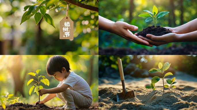 植树节小树苗生长参天大树森林合集