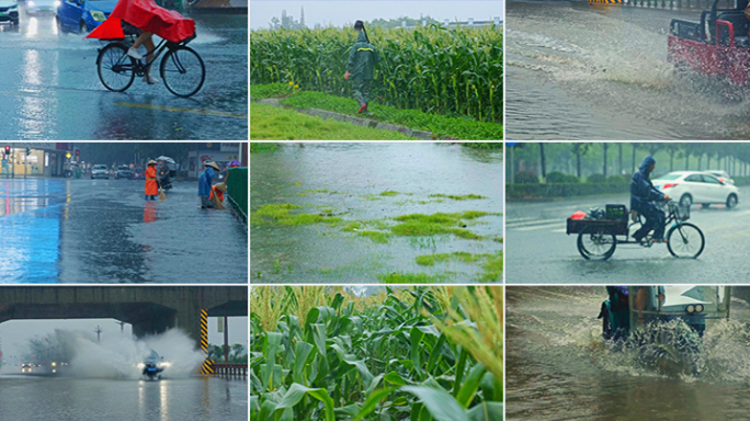 水灾涨水洪水雨季夏天夏季汛期暴雨城市水灾