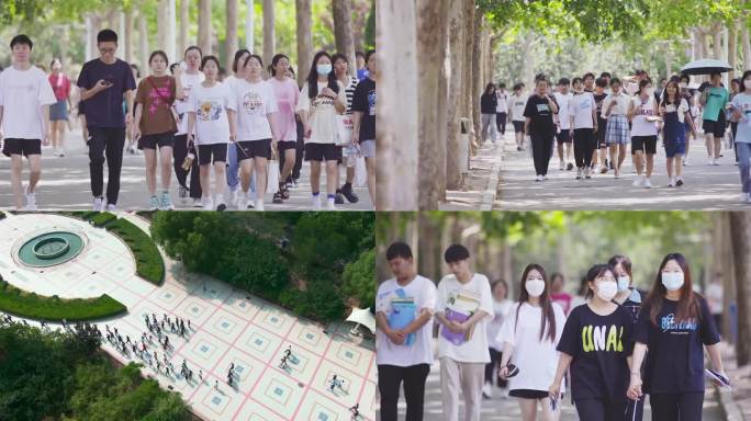 大学校园生活 下课 课间人流 学生放学
