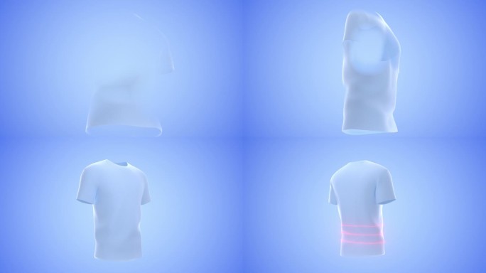 衣服生长扫描激光运动服透气T恤三维动画