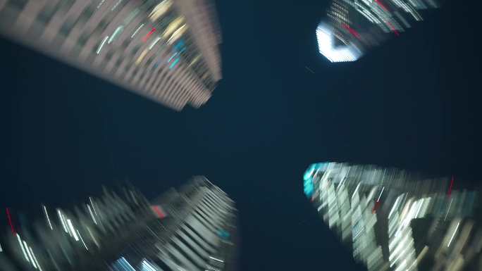 北京国贸CBD建筑车流夜景