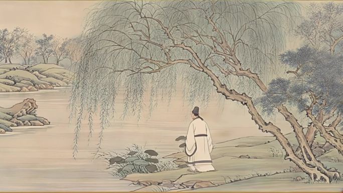 柳树岸边文人雅士C054