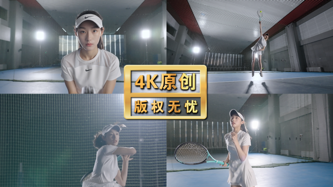 青春活力漂亮少女网球训练日常