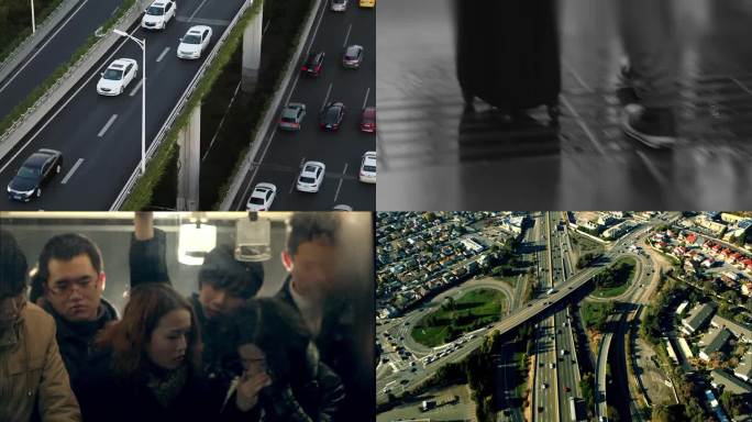 人流车流混剪一组 城市交通与人群出行