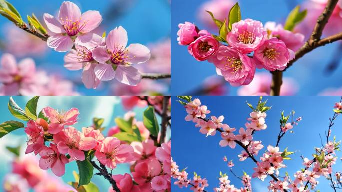 桃花春暖花开烂漫桃花盛开粉色桃花枝头绽放