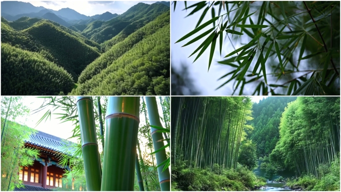 竹林光影竹子丁达尔光耶稣光迷雾竹林庭院