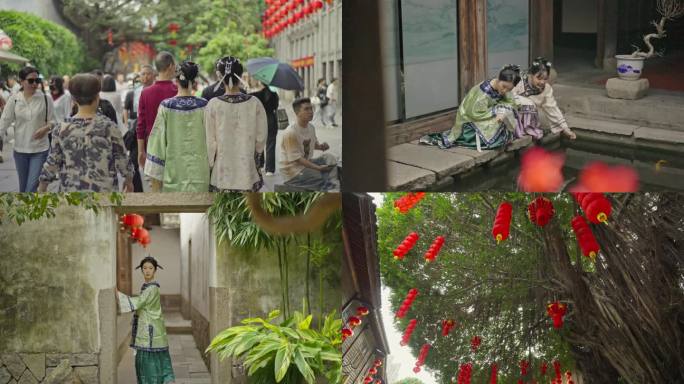 福建福州三条簪当地特色风景爱心树4k高清