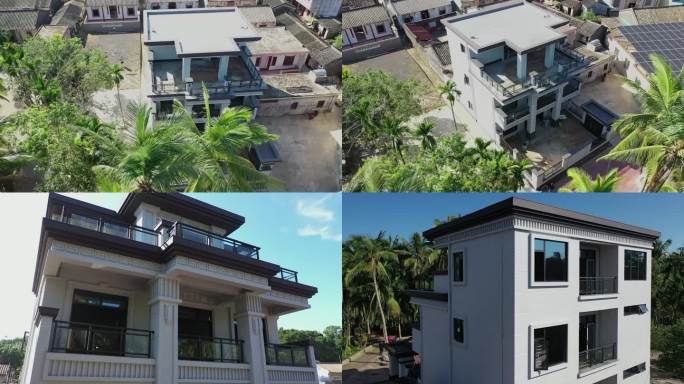 现代农村住宅设计 新中式庭院独栋别墅航拍