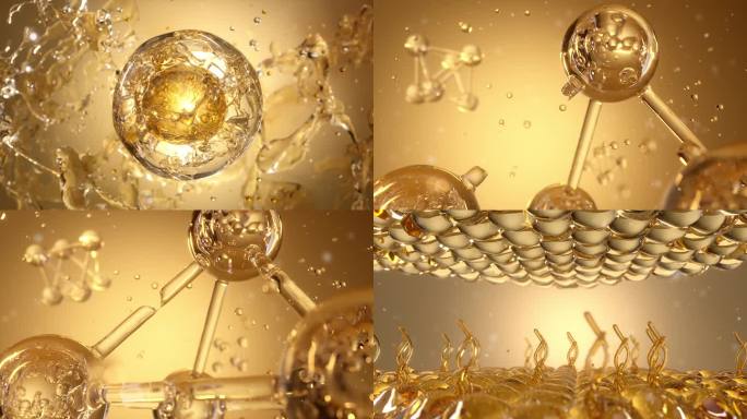 黄金分子结构与皮肤护理 化妆品细胞动画