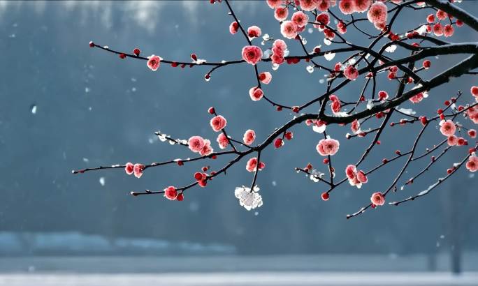 凌寒独放・冰面清影