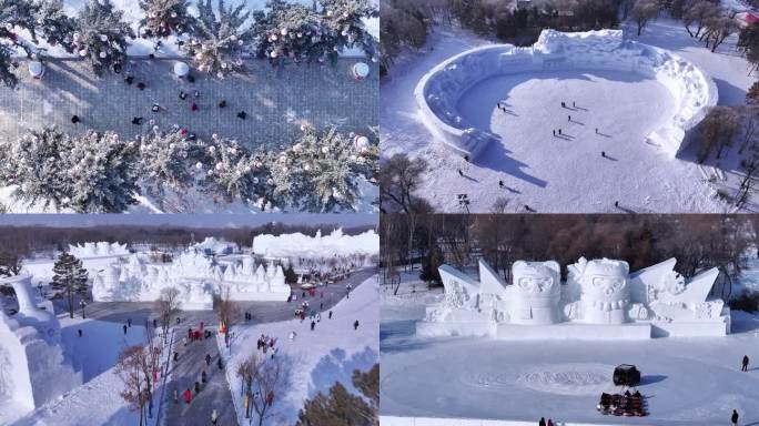 4K 哈尔滨第37届太阳岛雪博会素材
