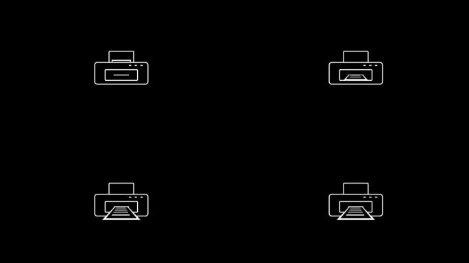 打印机图标动画，背景为纯色，任何打印图标。
