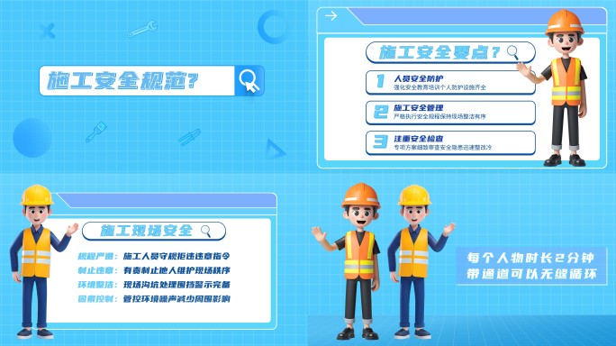 卡通工人安全讲解AE模板