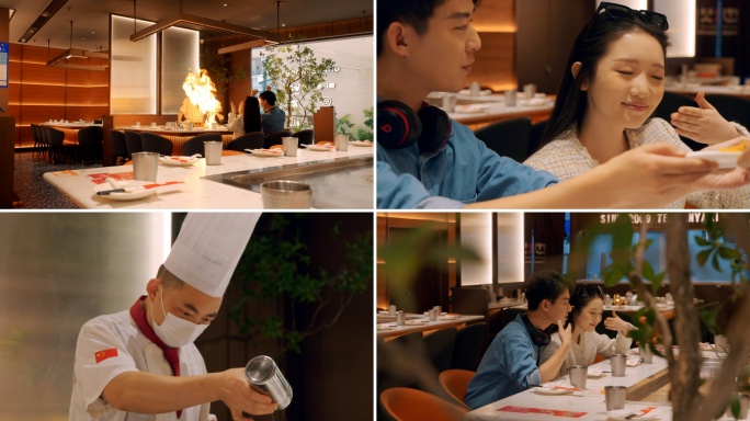商场美食都市年轻人消费旅游铁板烧体验