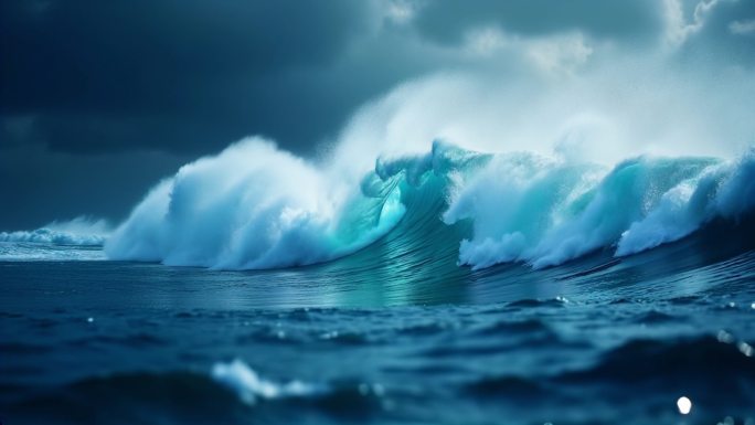 海浪翻滚巨浪汹涌升格慢镜头