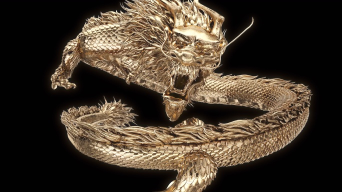 金色中国龙盘旋飞舞（E）