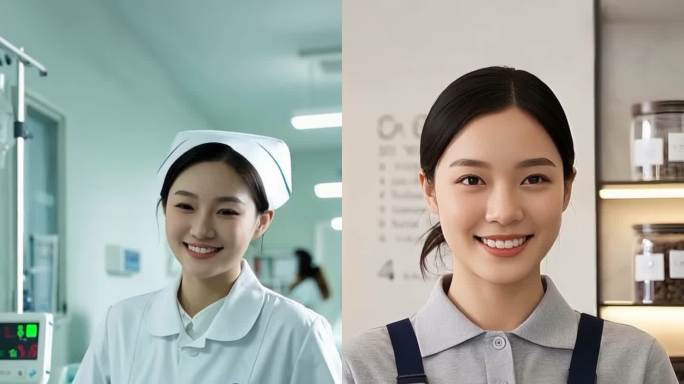 竖屏三八妇女节女性职业背影女性自信笑容