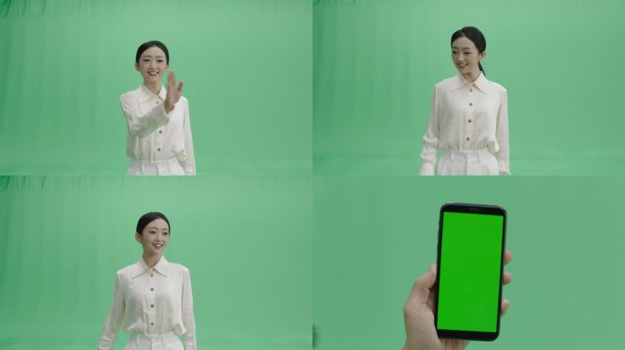 绿幕白领触碰科技抠像