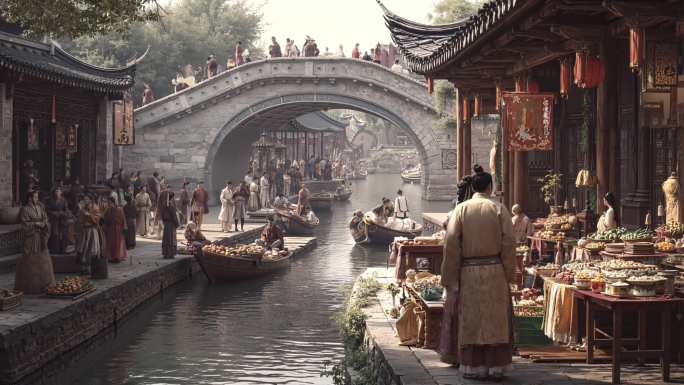 古代运河集市文化 古代码头