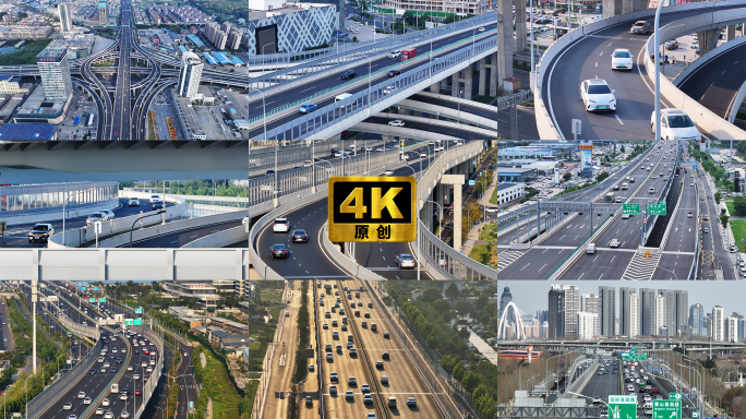 4k临沂沂河路高架桥航拍