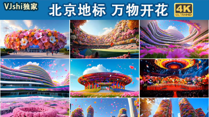 北京地标繁花盛景建筑开花万物开花