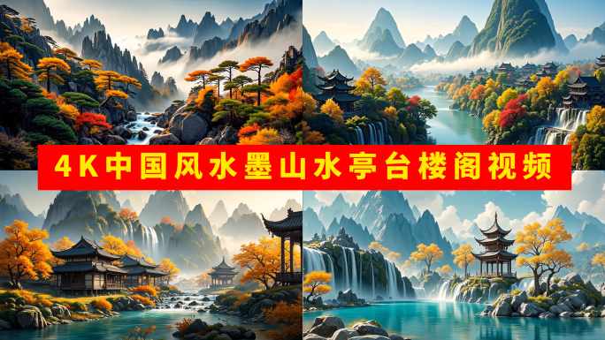 4k中国风山水国风意境