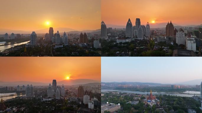 云南西双版纳夕阳4k