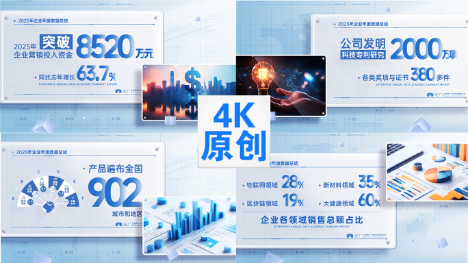 企业年度数据可视化报告图文展示AE模版