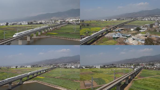 合集开往春天的列车高铁穿越麦田油菜花田