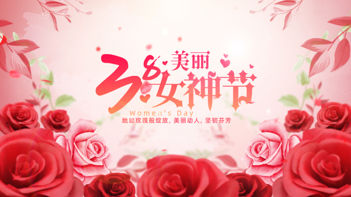 无插件）铿锵玫瑰38妇女节片头AE模板