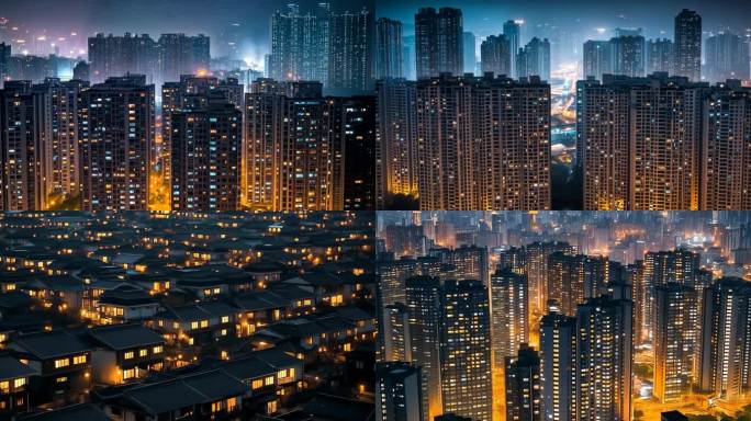 万家灯火 小区灯光  家的温暖