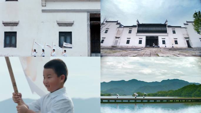 4K徽派建筑 水乡少年与传统文化
