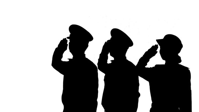 4K警察敬礼剪影(可抠像） 剪影敬礼