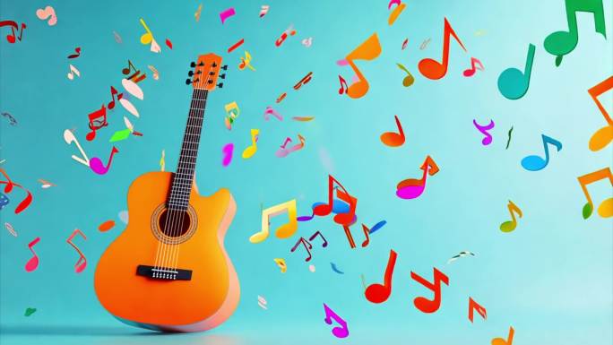 吉他与飘散音符素材