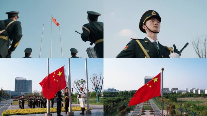 国旗班升旗五星红旗庄严神圣