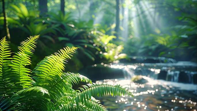 大自然流水纯净水水源森林风景青苔山泉水a