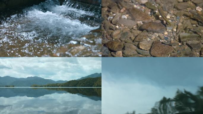 4K小河溪水 溪石斑鱼 雨水湖水涟漪