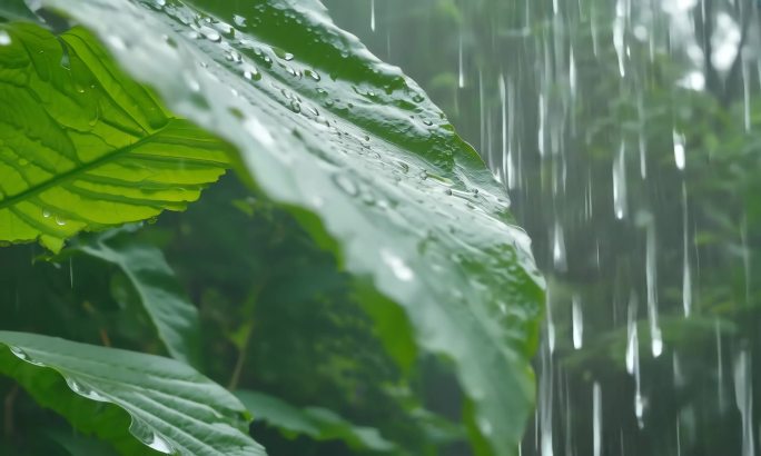 雨滴轻落——叶尖上的晶莹瞬间