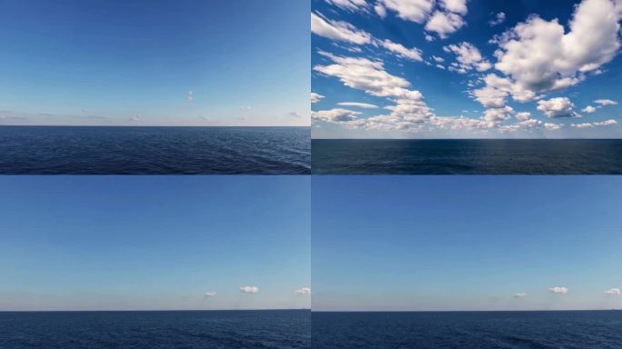 平静海面上的蓝天白云