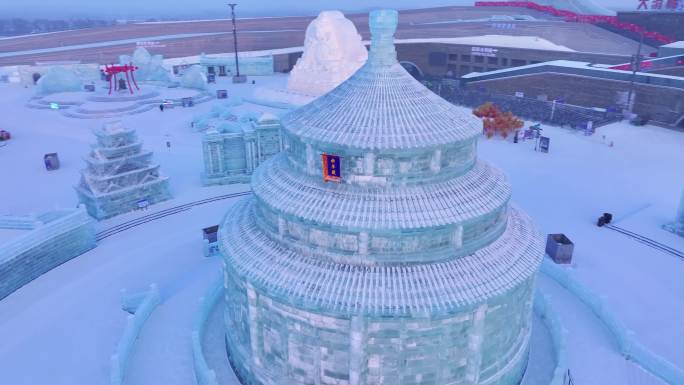 4K 第26届冰雪大世界日出航拍