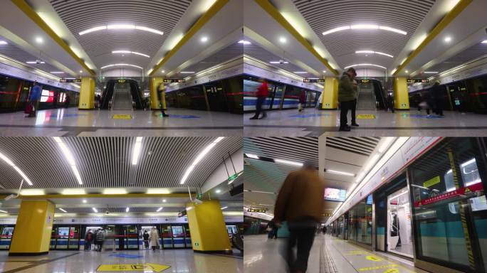 地铁站台乘客候车实拍