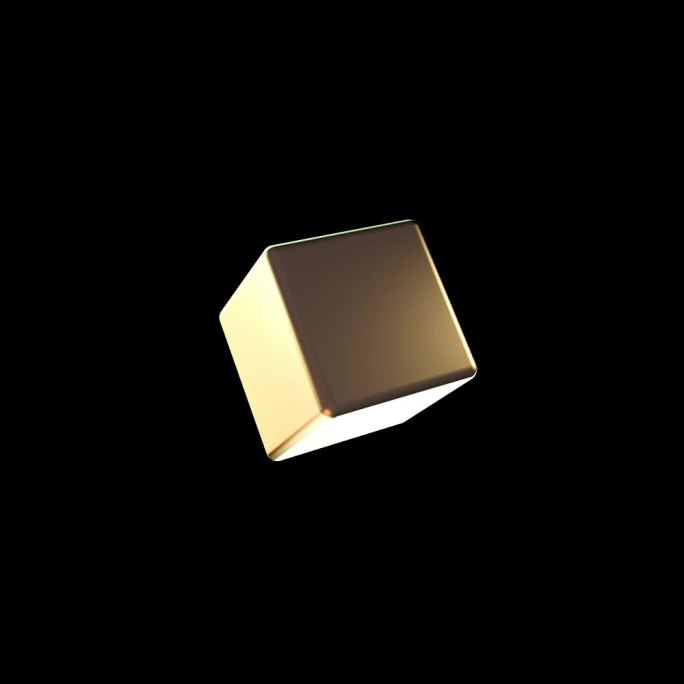 金属质感立方体金属方块旋转带黑白通道